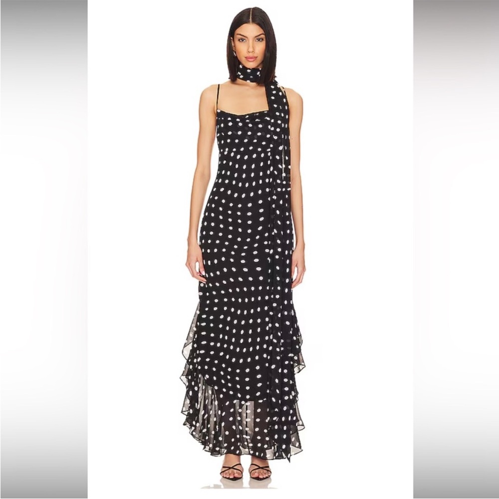 NWT LPA Giulia Maxi Dress in Black And Cream Polka Dot - small Giulia - Picture 1 of 10